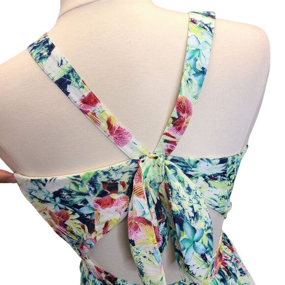 Forever 21 Exclusive Tropical High Low Back Cutout Dress S - Picture 4 of 16